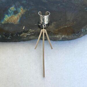 Sterling Silver 925 Southwest Native Style Long Arrow Dangle Ear Cuff Earring